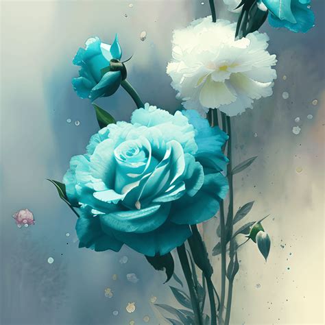 Beautiful TEAL Flowers · Creative Fabrica