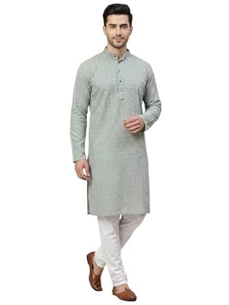 Buy DaReal Grey Color Cotton Full Sleeve Mandarin Neck Solid Sequince ...