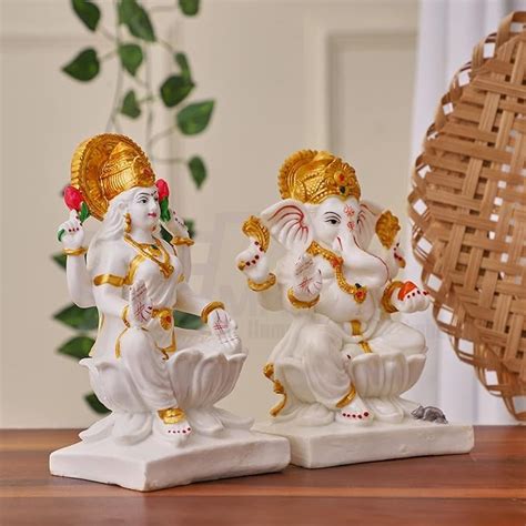 Buy Yuvaansh Creations Marble Laxmi Ganesh Statue Laxmi-Ganesh Idols ...