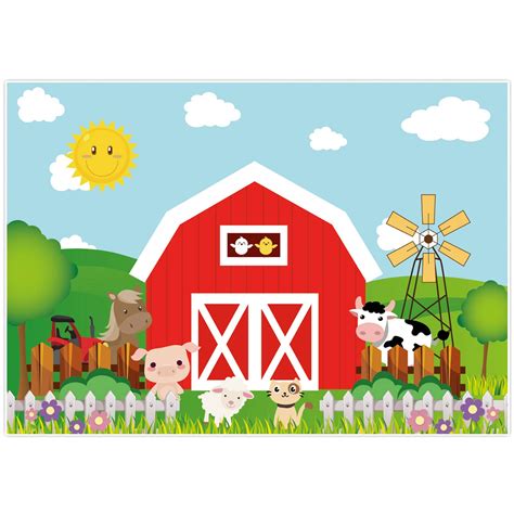 Buy Allenjoy 8x6ft Soft Fabric Cartoon Farm Animals Photography ...