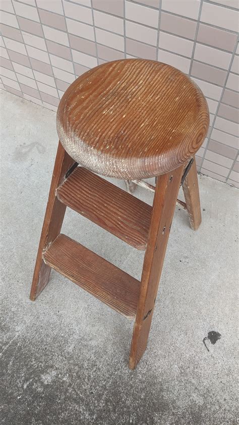 Vintage Wood Stepladder Stand JugStand ビンテージ ウッド フォールディングラダー 脚立 アンティーク ...