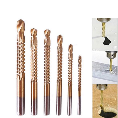 6pcs Hss Titanium Mane Drill Tap Combination Bit Tapping Deburring ...