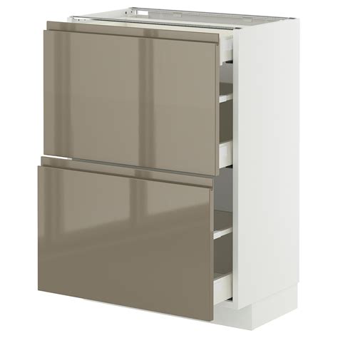 METOD / MAXIMERA base cab with 2 fronts/3 drawers, white/Voxtorp high ...