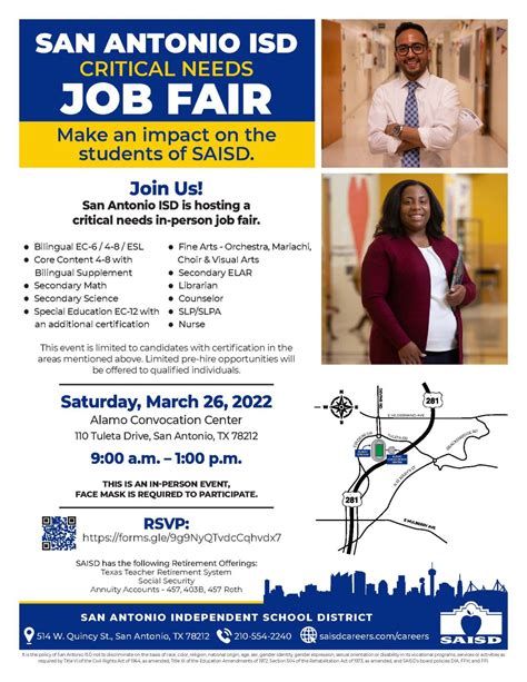 Join San Antonio ISD at the Critical Needs Job Fair on Saturday, March ...