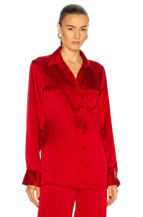 LaQuan Smith for FWRD Classic Oversized Button Down Shirt in Red | FWRD