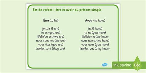 Avoir and Être sentences in French Word Mat | Twinkl
