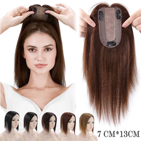Benehair Silk Base Clip In Topper Hairpiece 100% Remy Real Human Hair ...