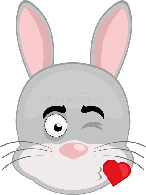 Emoji Character Head Bunny Animal Kiss Heart Stock Vector ...