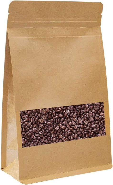 ZHQ Stand Up Kraft Pouch Bags,Reusable Zip Lock Sealing and Notch Matte ...