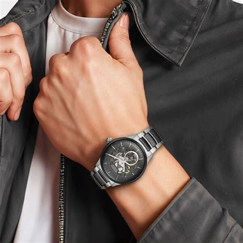 Titan Ceramic Fusion Automatic Black Dial Silver Dual-Toned Stainless ...