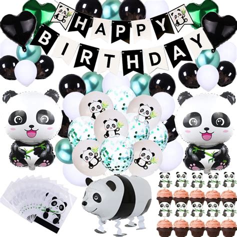 Buy 77Pcs Cute Panda Party Supplies for Girls Panda Happy Birthday ...