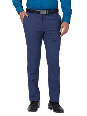 Buy Raymond Slim Fit Solid Blue Trouser Online