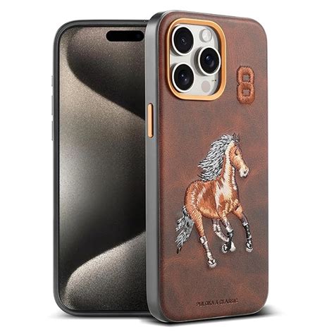 PULOKA - Mobile Cover for iPhone 15 PRO MAX - Horse Embroidery - Sleek ...
