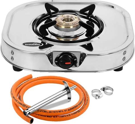 Suraksha Shine Single Glen with LPG Hose Pipe & Gas Lighter Stainless ...