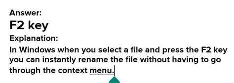 The dash key is used to rename a file or folder - Brainly.in