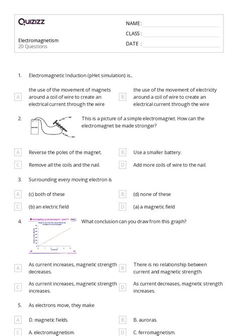 Printable magnetic forces magnetic fields and faradays law Worksheets ...