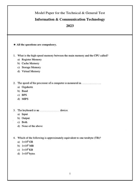 Image result for Model Paper ICT