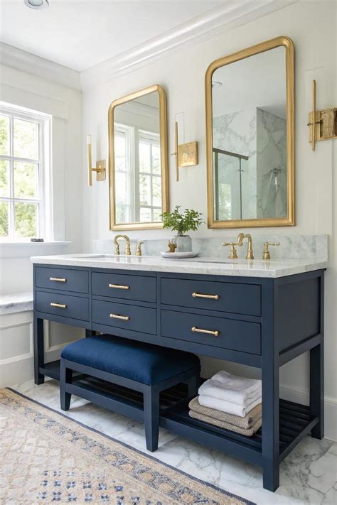 15+ Stunning Navy Blue Vanity Bathroom Ideas