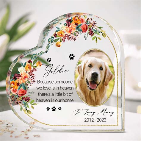 Personalized Photo Pet Memorial Heart Acrylic Plaque, Pet Memorial ...