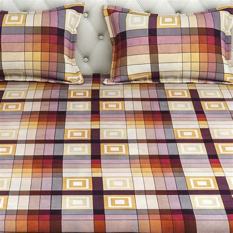 Buy SWAYAM Checked 3-Pc. King Size Bedsheet Set - 270 x 270 cm from ...