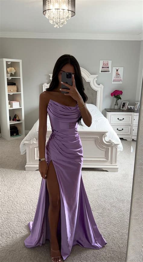 Asymmetrical satin gown large lavender – Artofit