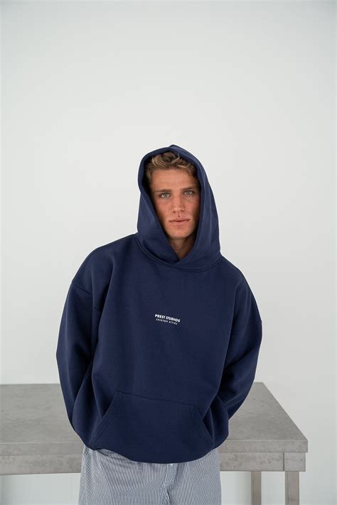 Oversized Hoodie Navy Blue Men I Prest Studios | Hoodie outfit men ...
