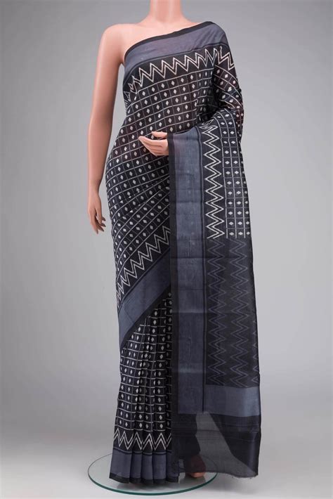 Black Printed Silk Saree – Nalli Silk Sarees Pvt Ltd
