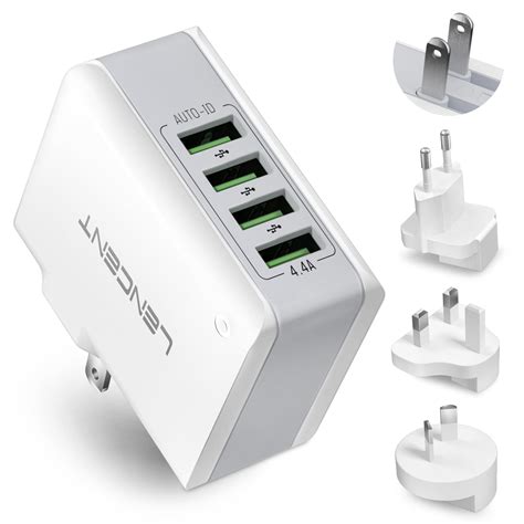 Multiple 4 Ports USB Wall Charger, International Travel Power Adapter ...