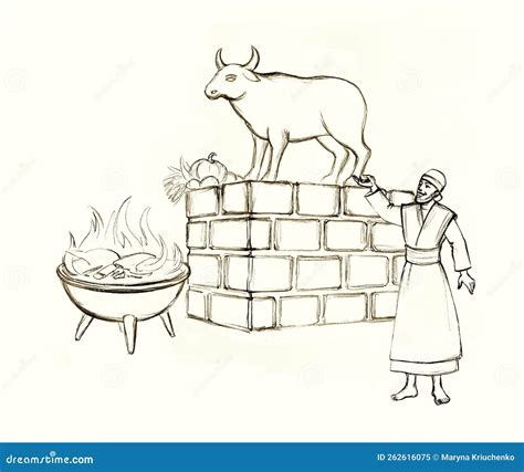 Golden Idol of Calves. Pencil Drawing Stock Illustration - Illustration ...