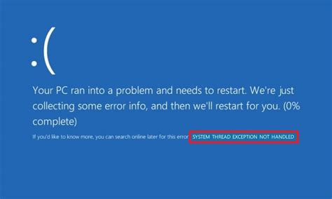Image result for Stop Code System Thread Exception Not Handled Windows 1.0