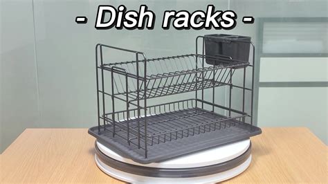 Kitchen 2 Tier Dish Drainer Rack Hanging Metal Black Storage Plate Dish ...