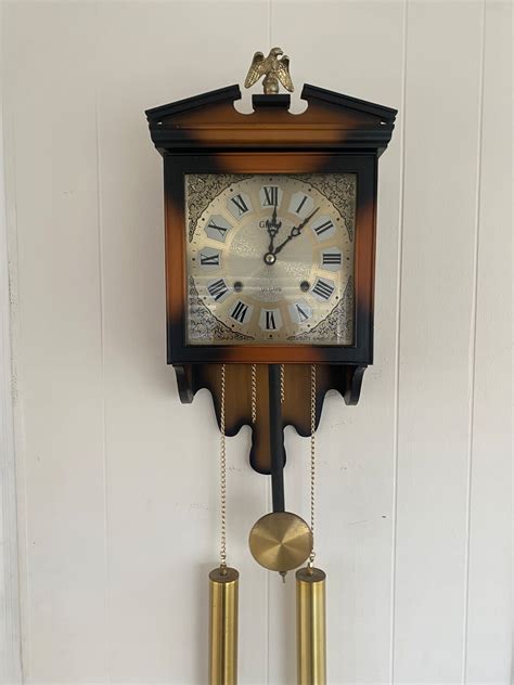 Vintage Chiming Pendulum Wall Clock Professionally Serviced Mechanical ...