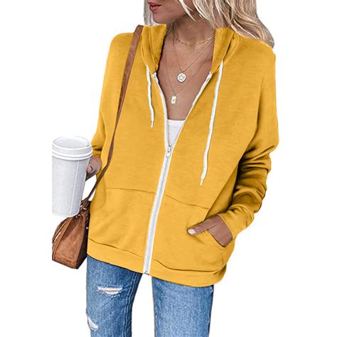 pstuiky Thin Zip up Hoodie Women, Women's Full Zip up Hoodie Long ...