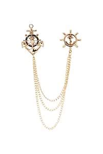 Buy Knighthood Men's Wheel Anchor Rudder Chain Tassel Suit Collar ...