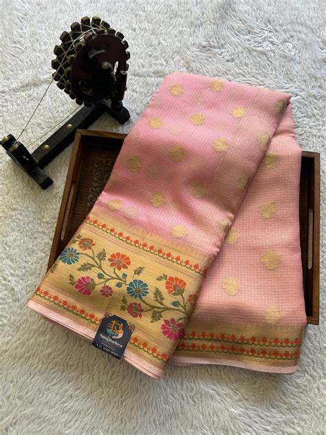 Tissue Kota Saree Light Bubblegum Color Elegantly Paired with a Tissue ...