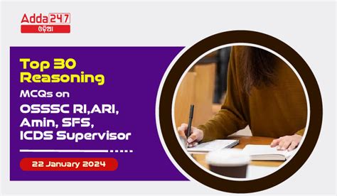 Top 30 Reasoning MCQS For OSSSC RI,ARI, Amin, SFS, ICDS Supervisor 22 ...