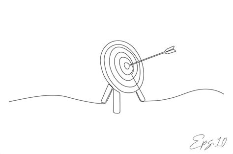 Vector illustration of continuous line of arrow bow on target circle ...