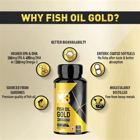 MUSCLEBLAZE Omega 3 Fish Oil Gold, 3x Triple Strength, 1300mg (500mg ...