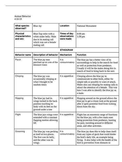 Image result for Ethogram Example Animal Behavior
