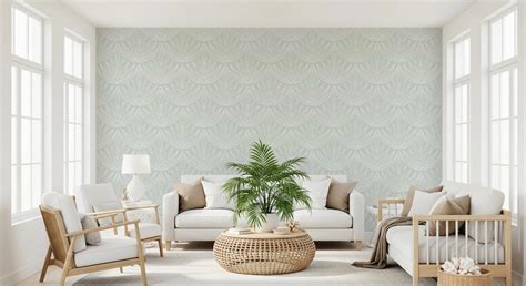 Botanical Breeze Wallpaper with Soft Leaf Line Pattern