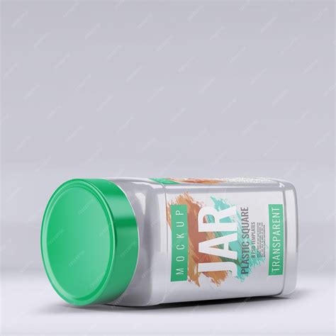 Premium PSD | Psd plastic square green jar mockup