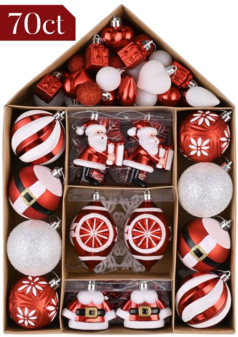 Valery Madelyn 70ct Ornaments for Christmas Trees, Red and White ...