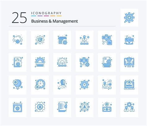Business and management 25 blue color icon pack including business bag ...