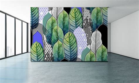 Multi Pattern Green Banana Leaf Tropical Wallpaper – Myindianthings