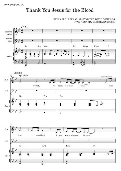 Hymn-Thank You Jesus For The Blood Sheet Music pdf, - Free Score Download ★