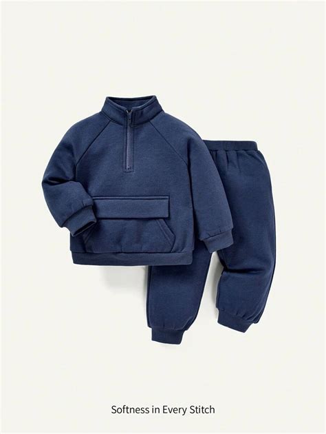 Cozy Pixies Baby Boy Half Zip Raglan Sleeve Flap Pocket Sweatshirt ...