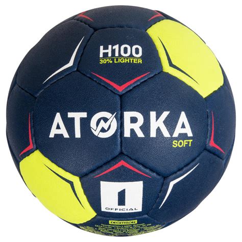 H100 Soft S1 Kids' Handball - Navy Blue/Yellow