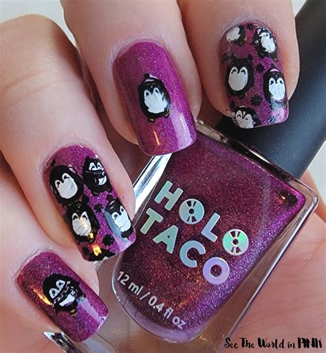 Manicure Monday - Magenta Warm & Fuzzy Winter Penguin Nails | See the ...