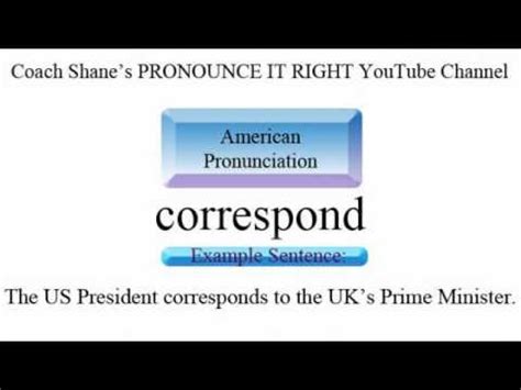How to pronounce CORRESPOND - American Pronunciation, Definition and ...