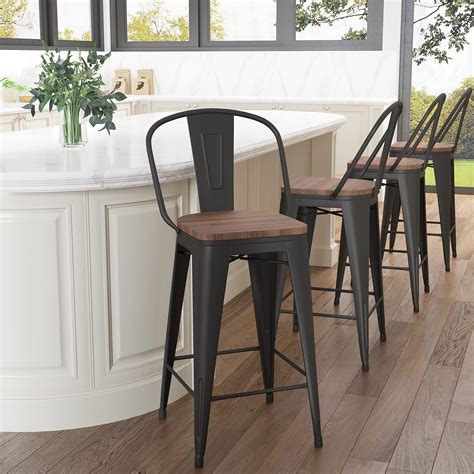 Aklaus Metal Bar Stools Set of 4,24 inch Barstools Counter Height Bar ...